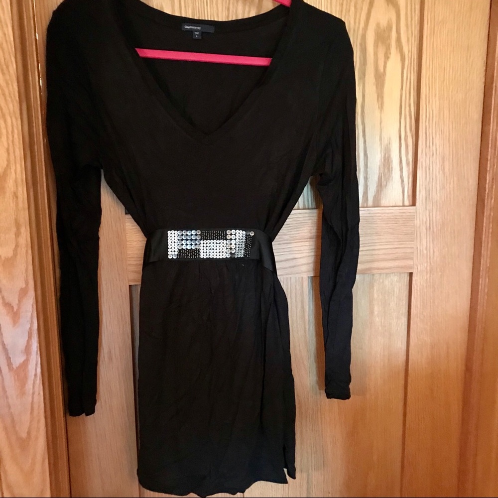 Gap maternity black sequined tie shirt size L